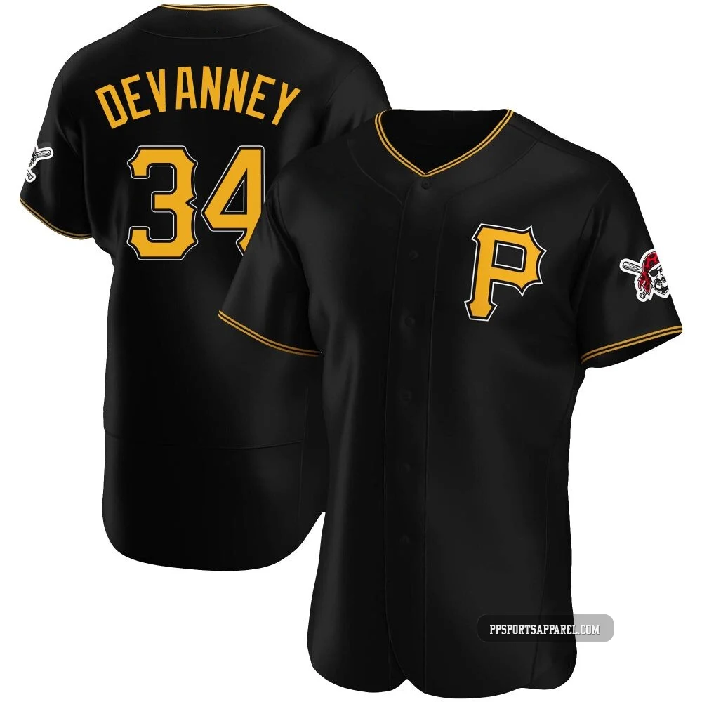 Men's Pittsburgh Pirates Cam Devanney ＃34 Black Authentic Alternate Jersey