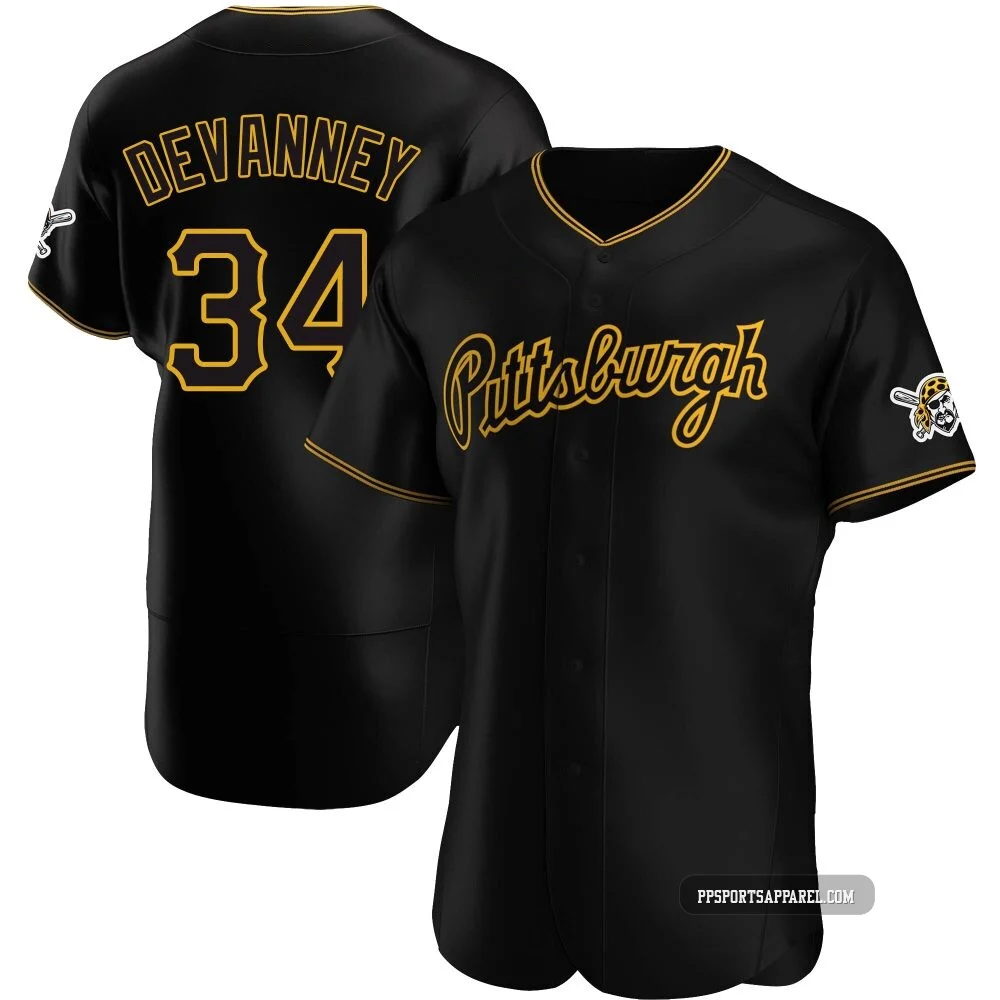 Men's Pittsburgh Pirates Cam Devanney ＃34 Black Authentic Alternate Team Jersey