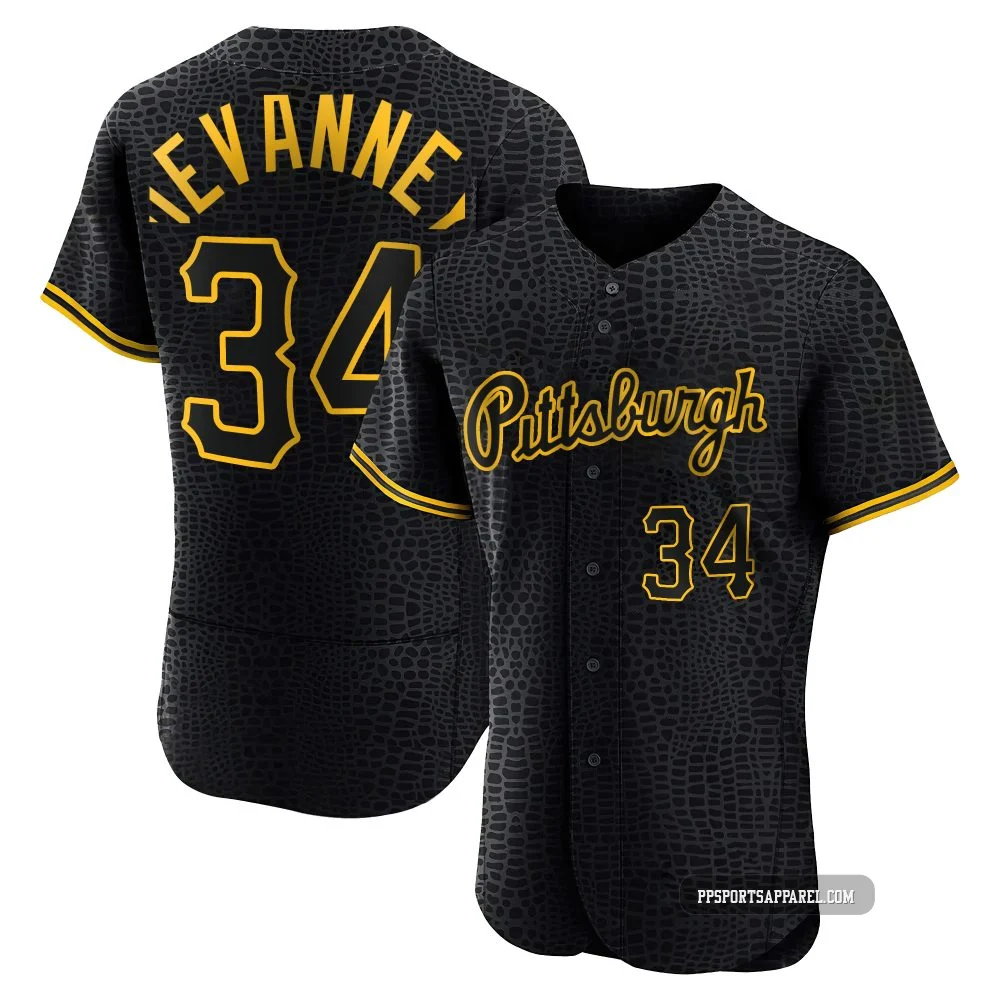 Men's Pittsburgh Pirates Cam Devanney ＃34 Black Authentic Snake Skin City Jersey