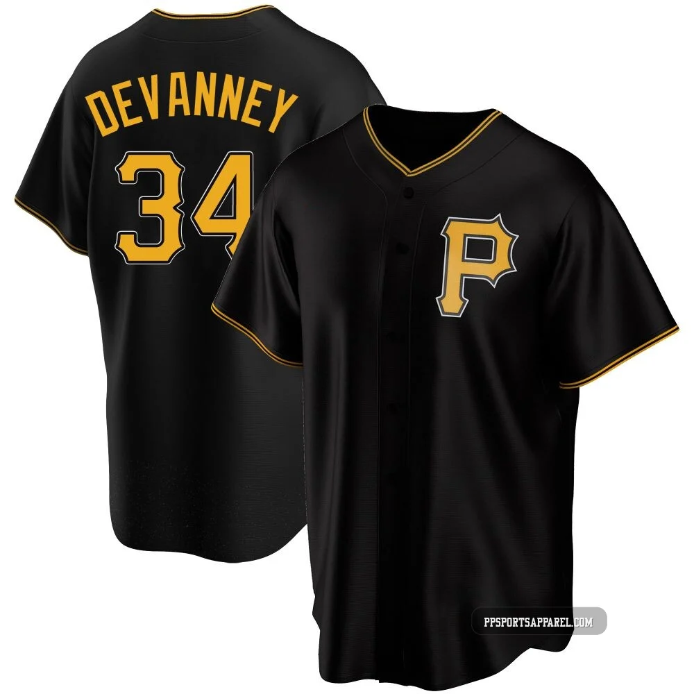 Men's Pittsburgh Pirates Cam Devanney ＃34 Black Replica Alternate Jersey