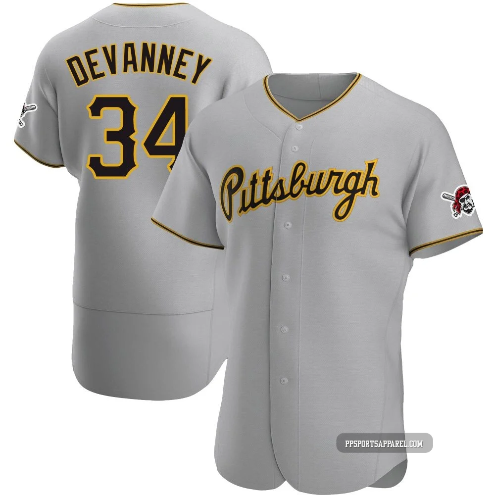Men's Pittsburgh Pirates Cam Devanney ＃34 Gray Authentic Road Jersey