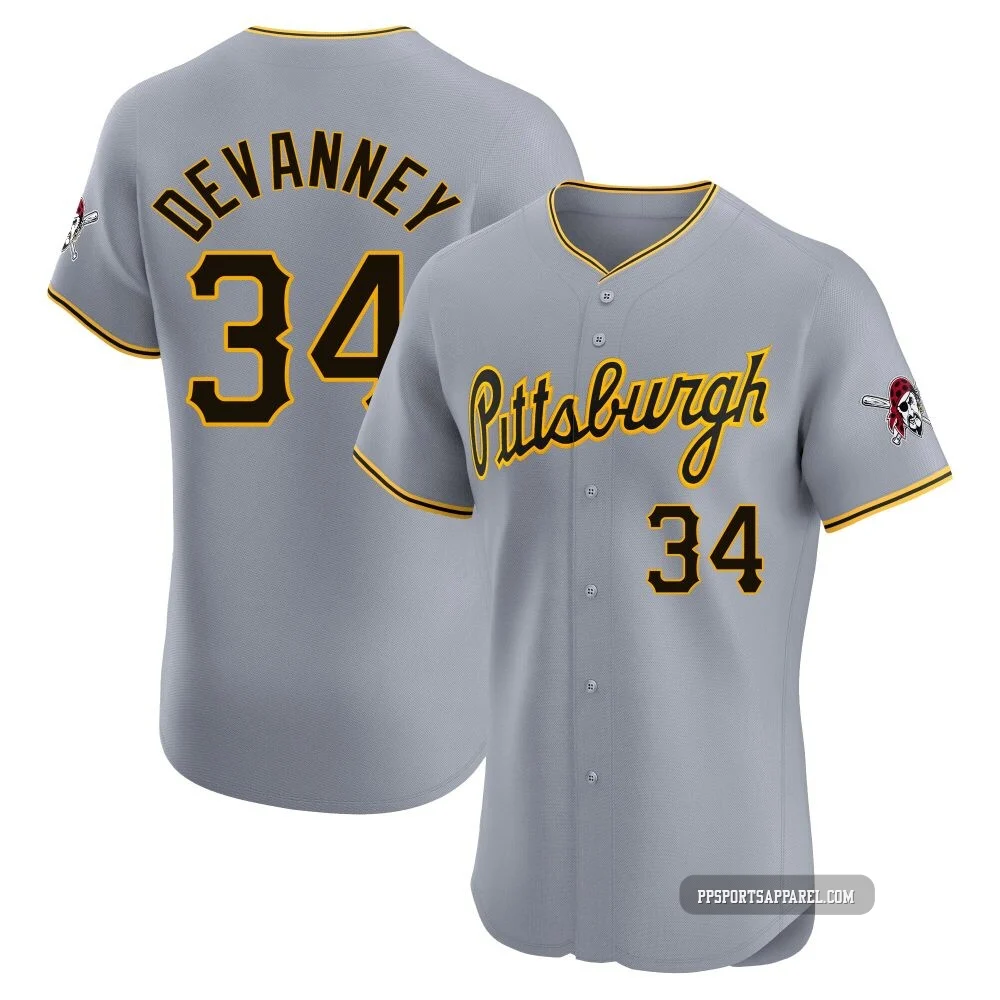 Men's Pittsburgh Pirates Cam Devanney ＃34 Gray Elite Road Jersey