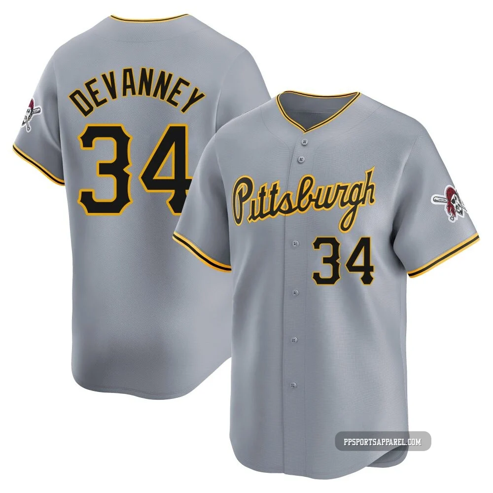 Men's Pittsburgh Pirates Cam Devanney ＃34 Gray Limited Away Jersey