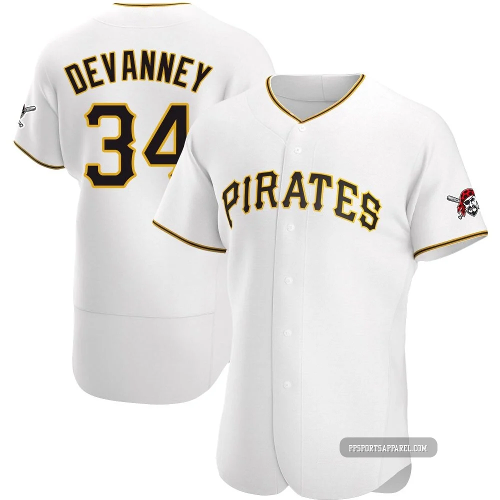 Men's Pittsburgh Pirates Cam Devanney ＃34 White Authentic Home Jersey