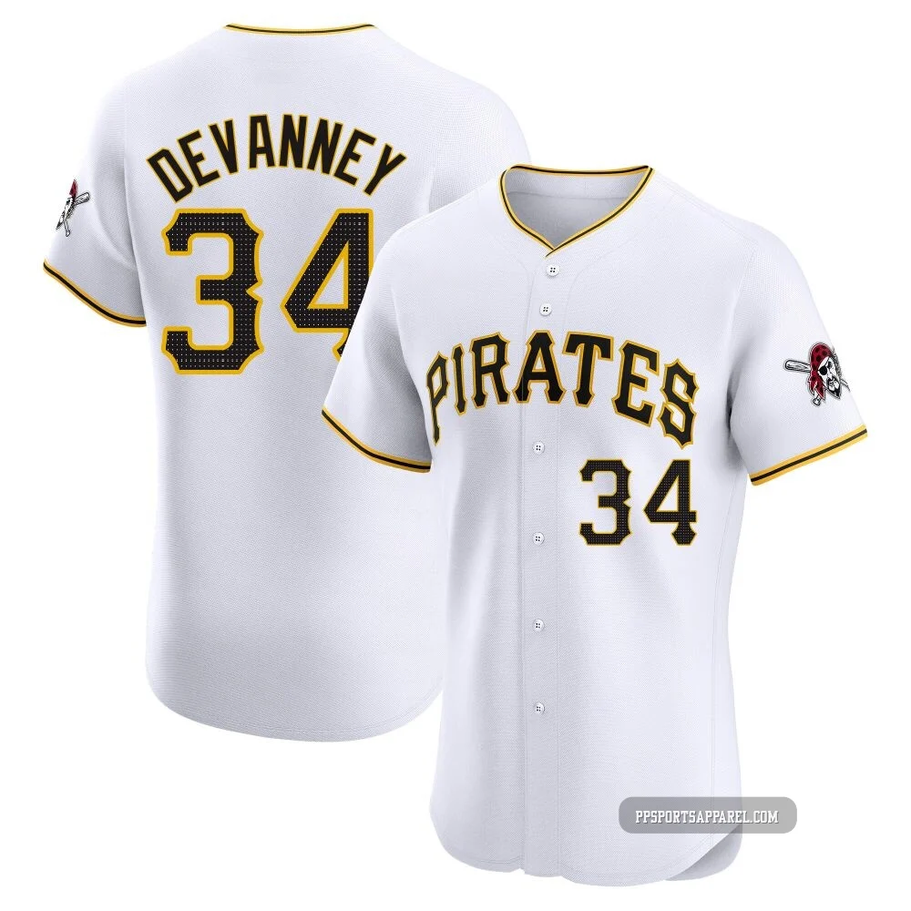 Men's Pittsburgh Pirates Cam Devanney ＃34 White Elite Home Jersey