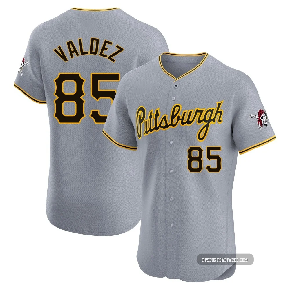 Men's Pittsburgh Pirates Esmerlyn Valdez ＃85 Gray Elite Road Jersey