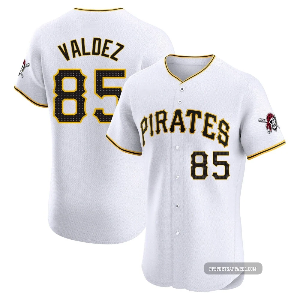 Men's Pittsburgh Pirates Esmerlyn Valdez ＃85 White Elite Home Jersey