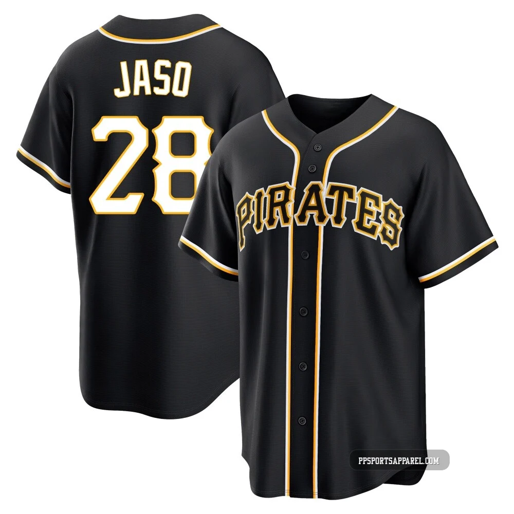 Men's Pittsburgh Pirates John Jaso ＃28 Black Replica Fashion Out Jersey