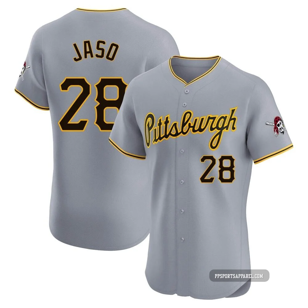 Men's Pittsburgh Pirates John Jaso ＃28 Gray Elite Road Jersey