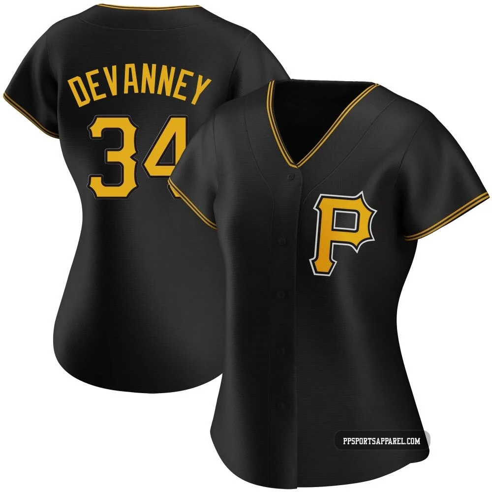 Women's Pittsburgh Pirates Cam Devanney ＃34 Black Authentic Alternate Jersey