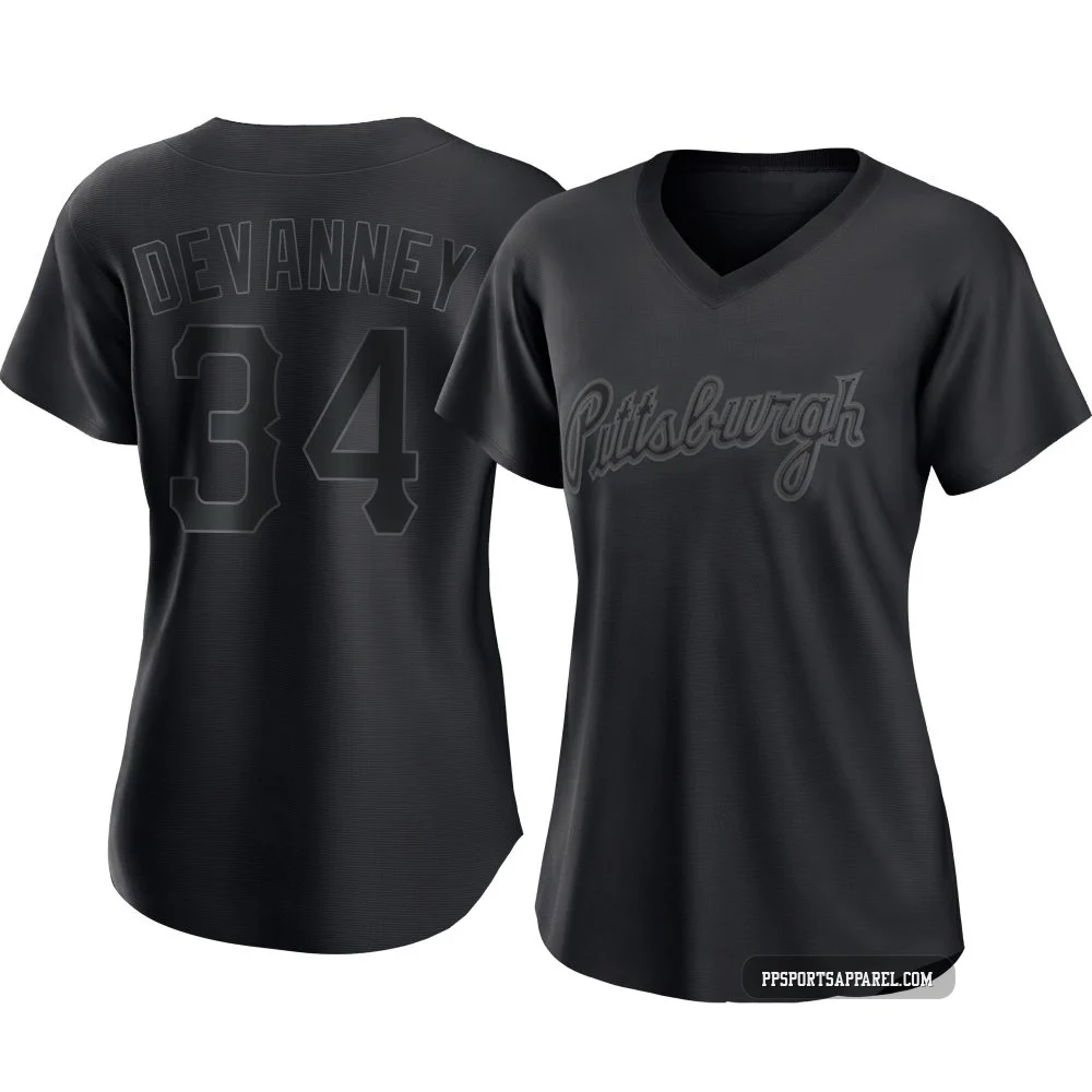 Women's Pittsburgh Pirates Cam Devanney ＃34 Black Replica Pitch Fashion Jersey