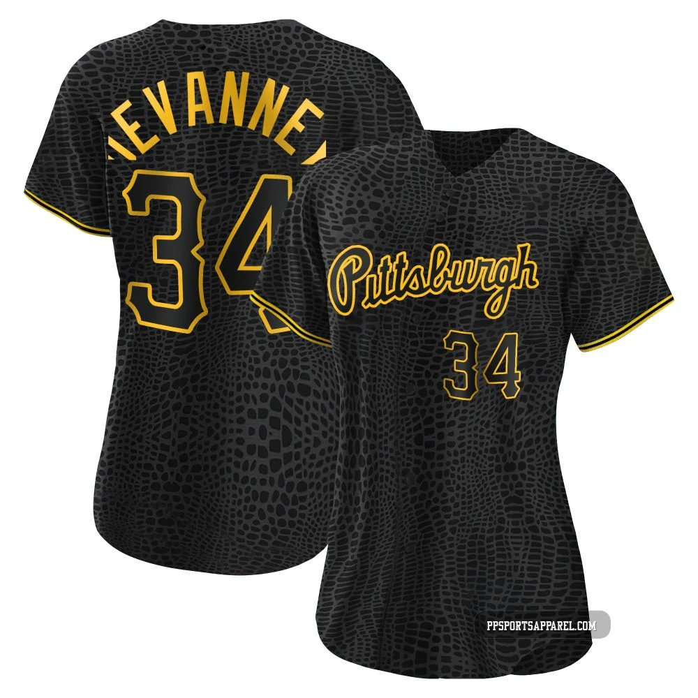 Women's Pittsburgh Pirates Cam Devanney ＃34 Black Replica Snake Skin City Jersey