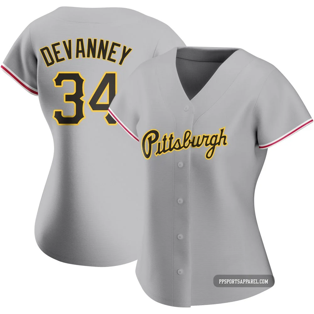 Women's Pittsburgh Pirates Cam Devanney ＃34 Gray Replica Road Jersey