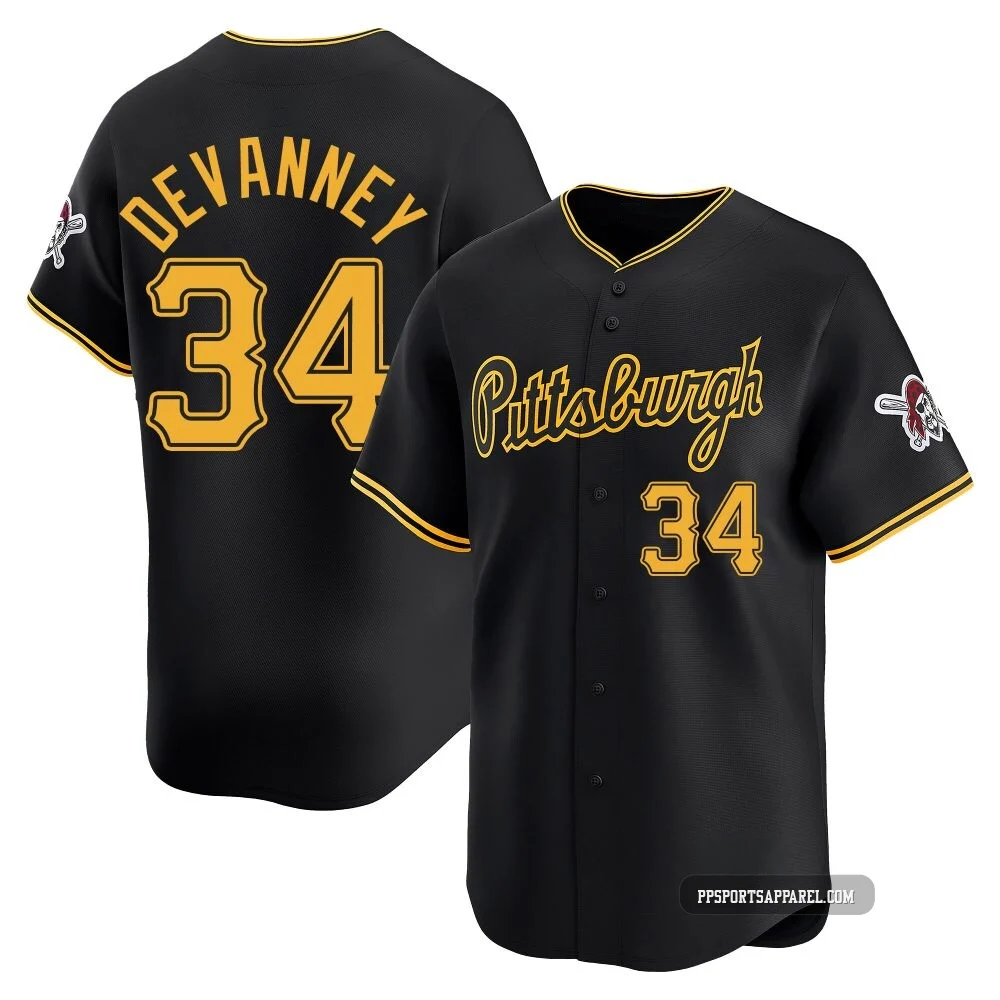 Youth Pittsburgh Pirates Cam Devanney ＃34 Black Limited Alternate Jersey
