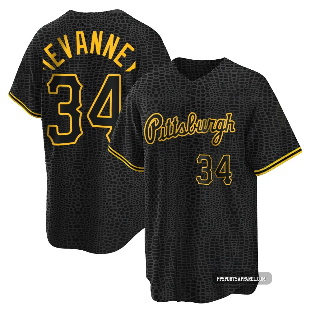 Youth Pittsburgh Pirates Cam Devanney ＃34 Black Replica Snake Skin City Jersey